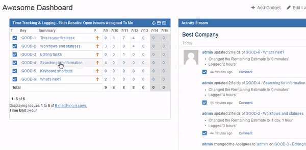 Log Time From Dashboard